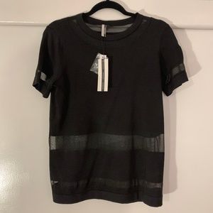 Black Mesh Panel Top - Topshop Luxury Collection